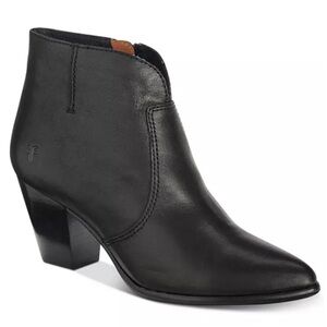 Frye Jennifer Black Leather Pointed Toe Ankle Booties